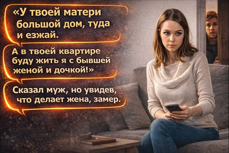 У твоей матери большой дом, туда и езжай. А в твоей квартире буду жить я с бывшей женой и дочкой.