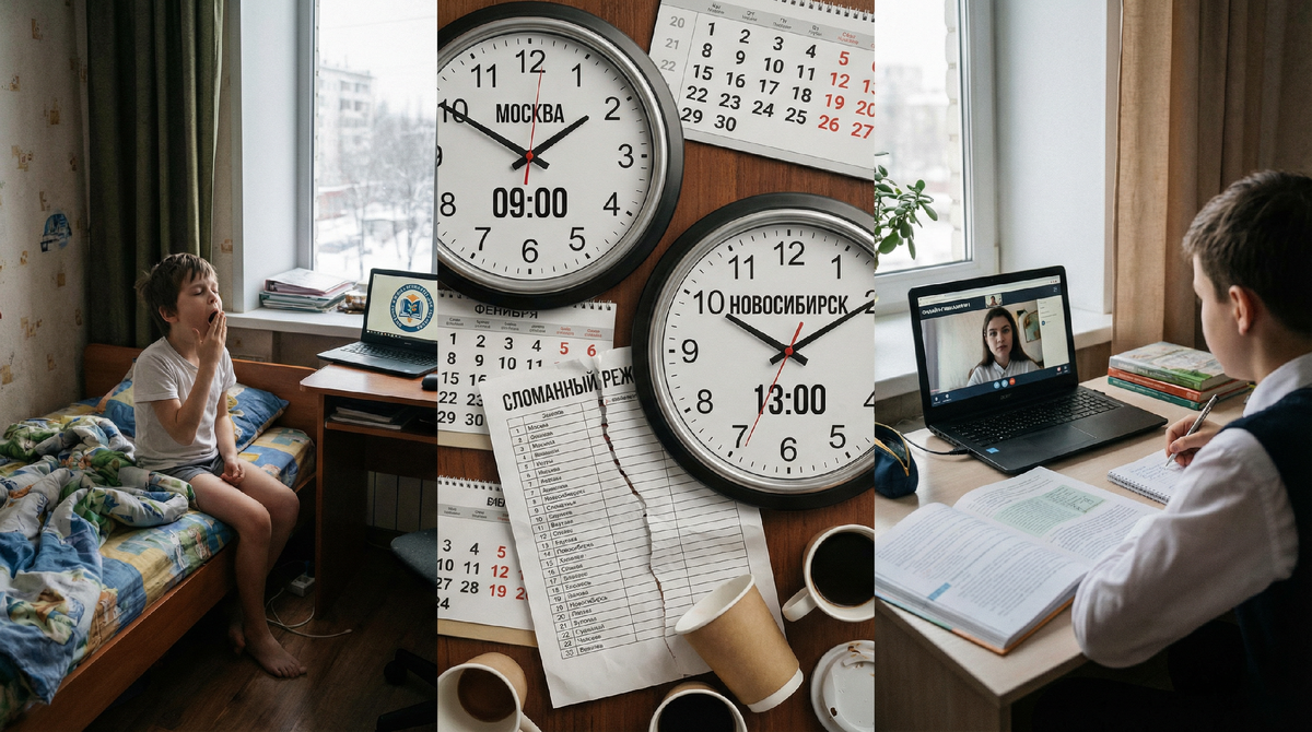 Утреннее расписание для Новосибирска vs поздние московские уроки.