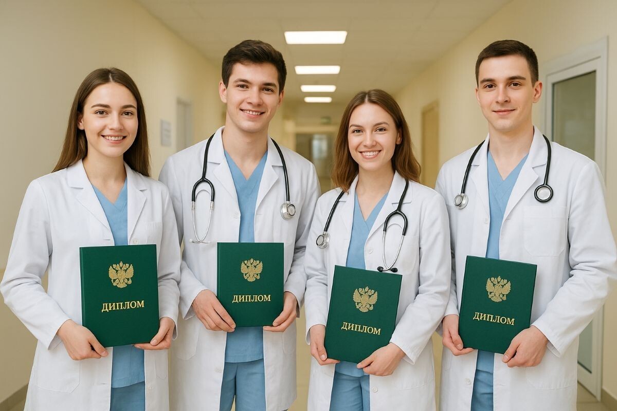 После диплома многим выпускникам-медикам предстоит учиться еще несколько лет — в зависимости от того, какую врачебную специальность они выбрали. Источник: нейросеть📷

