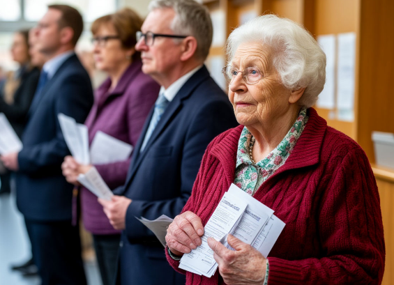 Пенсионеры держат в руках квитанции ЖКХ