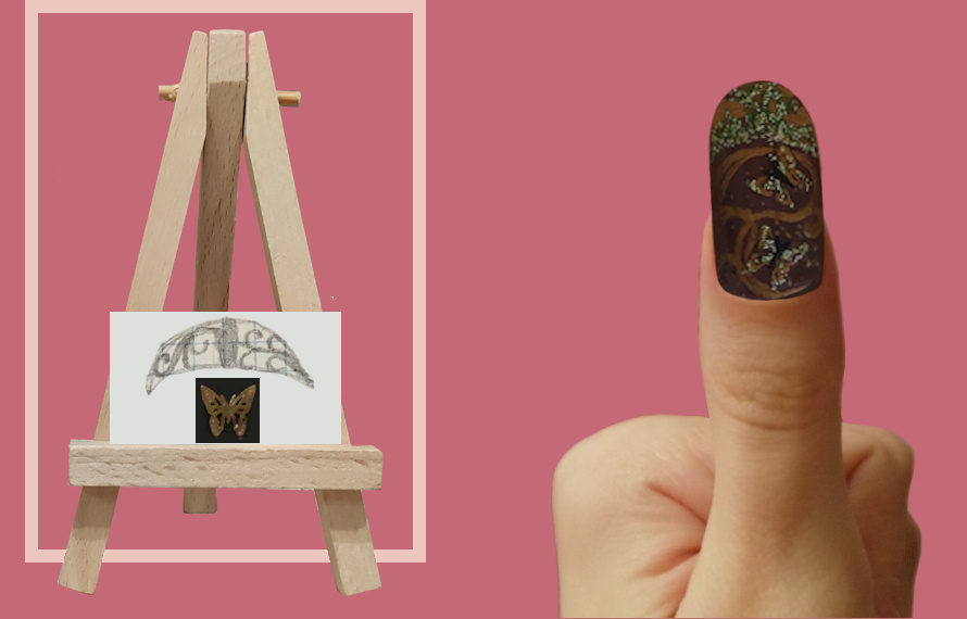 Коллаж. Ногтевой дизайн Новогодние Бабочки