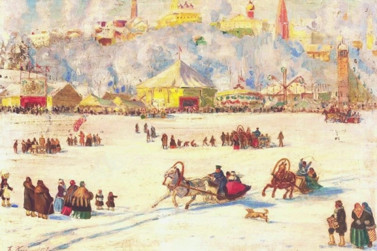 Public Domain / Wikimedia Commons📷Картина Бориса Кустодиева «Зимняя ярмарка» (1921)