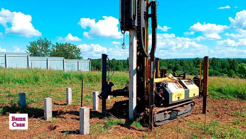 Монтаж забивных ЖБ сваи 150х150 мм