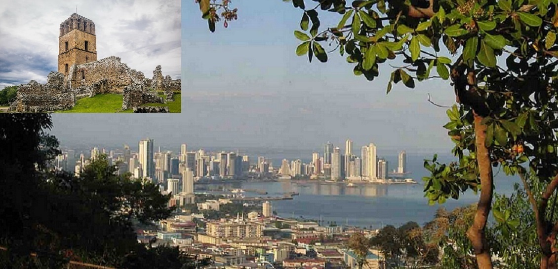 Вид на город ПАНАМУ  с холма Серра-Анкон. Испанская крепость 1517г в "Панама-ла-Вьеха". (материал из открытых источников)
