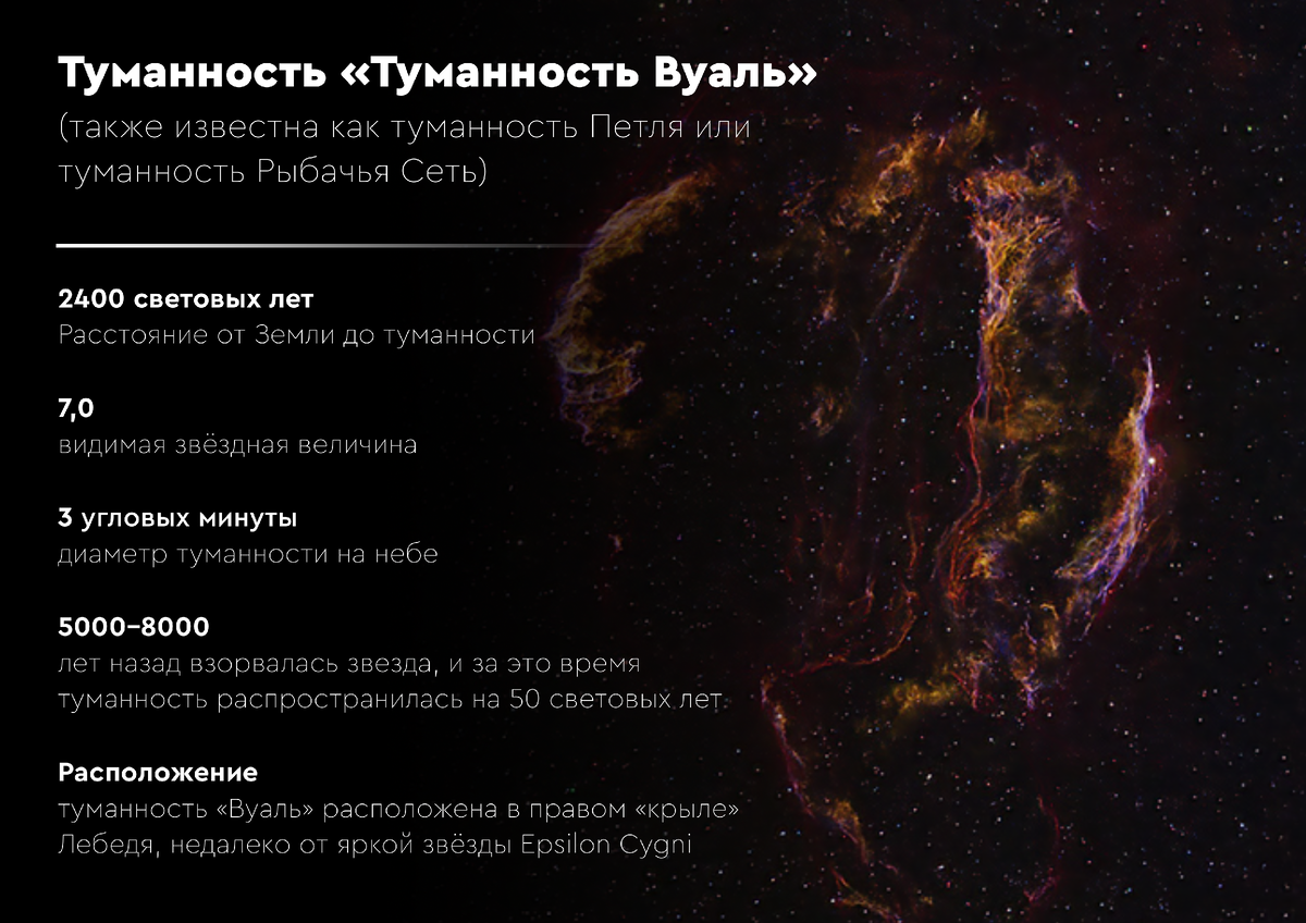 Полный вид туманности Вуаль.
Изображение с сайта ru.wikipedia.org (автор: Mikael Svalgaard)