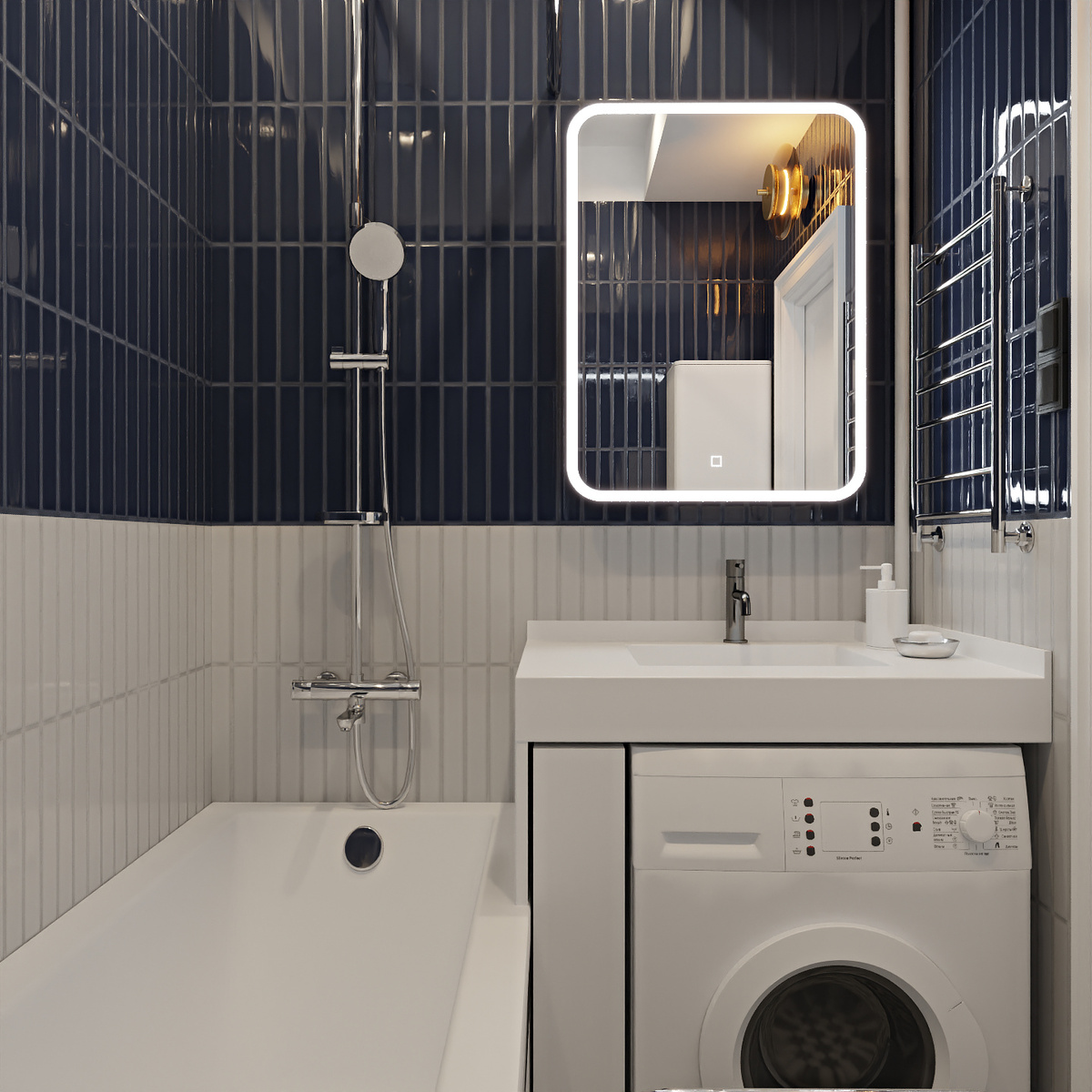 Раковина из искусственного камня и шкаф с выдвижным ящиком под ней