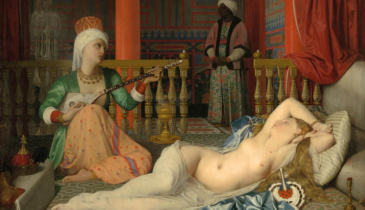 Картина Жана-Огюста-Доминика Энгра « Одалиска, рабыня и евнух» , 1839-40 гг., из коллекции Художественных музеев Гарварда, Кембридж.