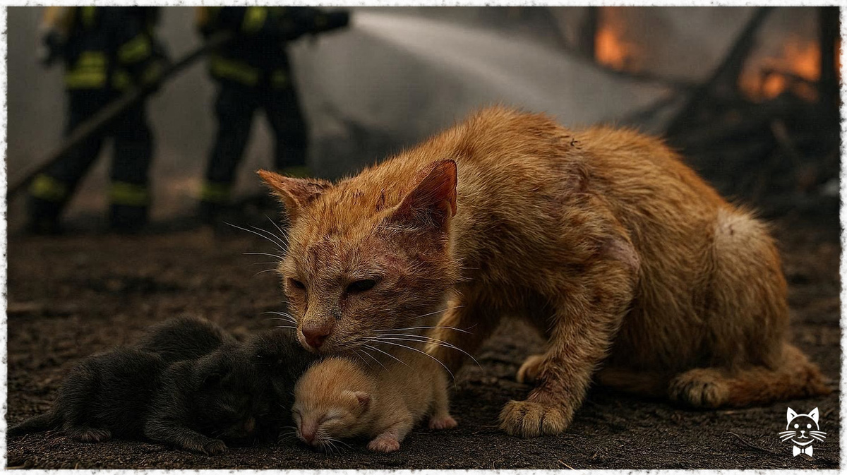 Кошка после пожара