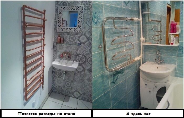 В зоне полотенцесушителя лучше класть плитку