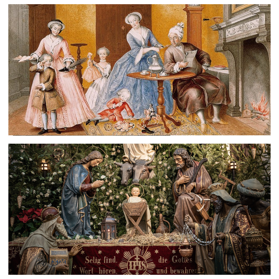 Эрцгерцогиня Изабелла Раздача подарков в праздник Святого Николая, гуашь, 1762 год. Рождественский вертеп.