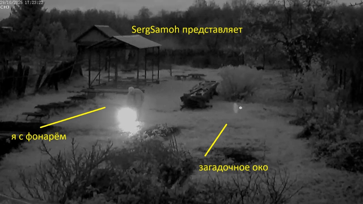 Я приопустил фонарь и око сразу попало в объектив видеокамеры