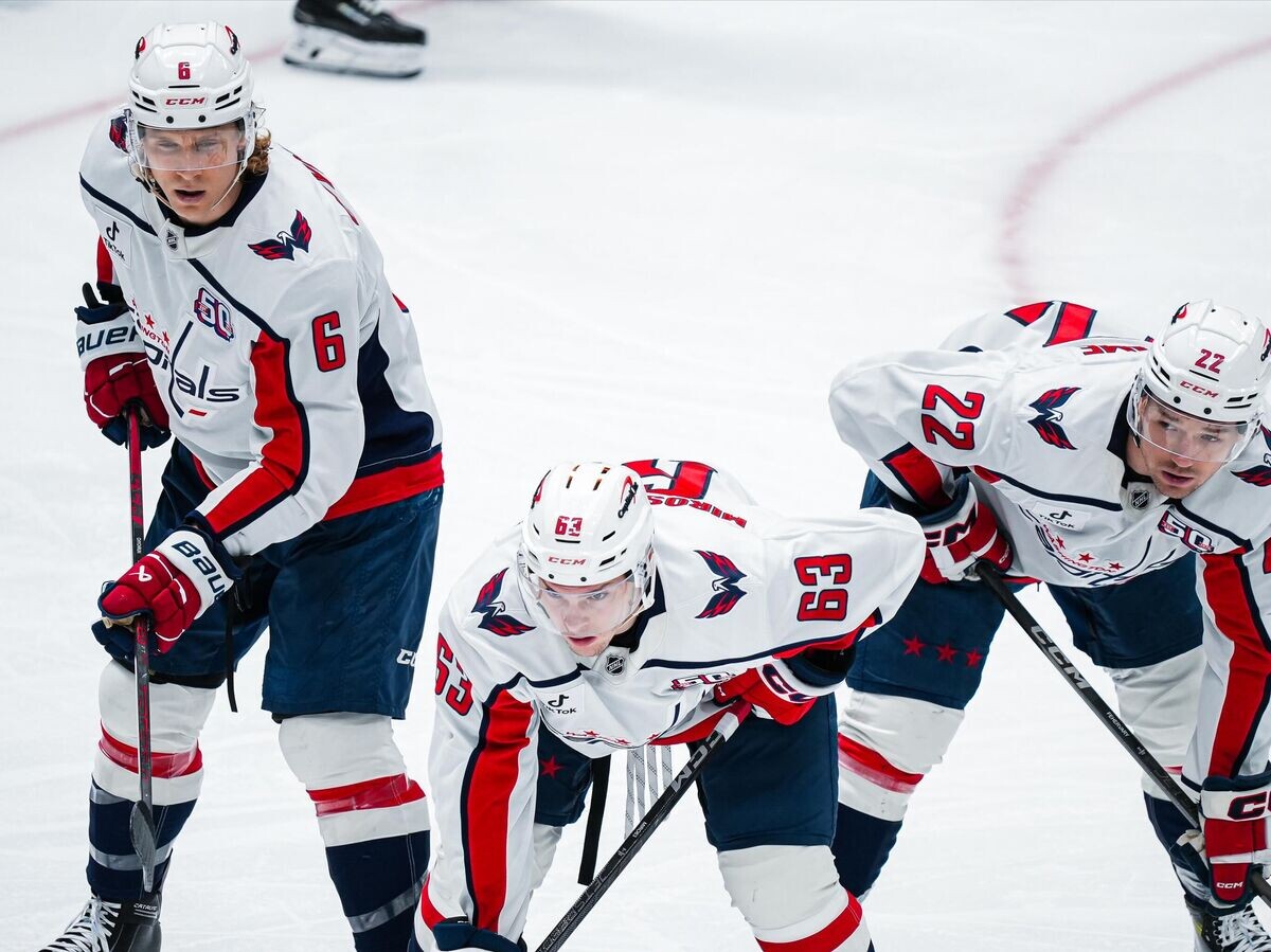    Хоккеист "Вашингтон Кэпиталз" Иван Мирошниченко (по центру) | © Фото : x.com/capitals