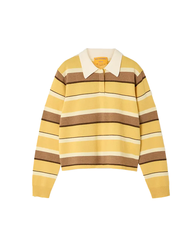 Укороченный свитер-поло Guest In Residence из кашемира в полоску