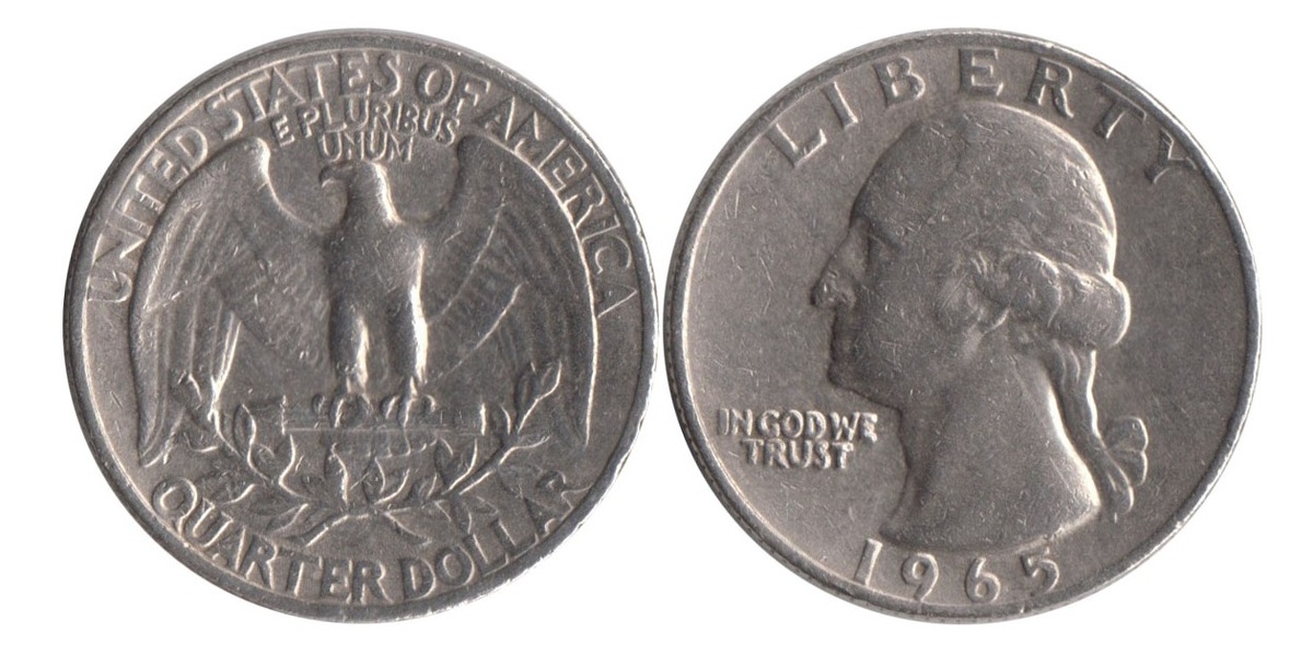 25 центов США 1965 г.