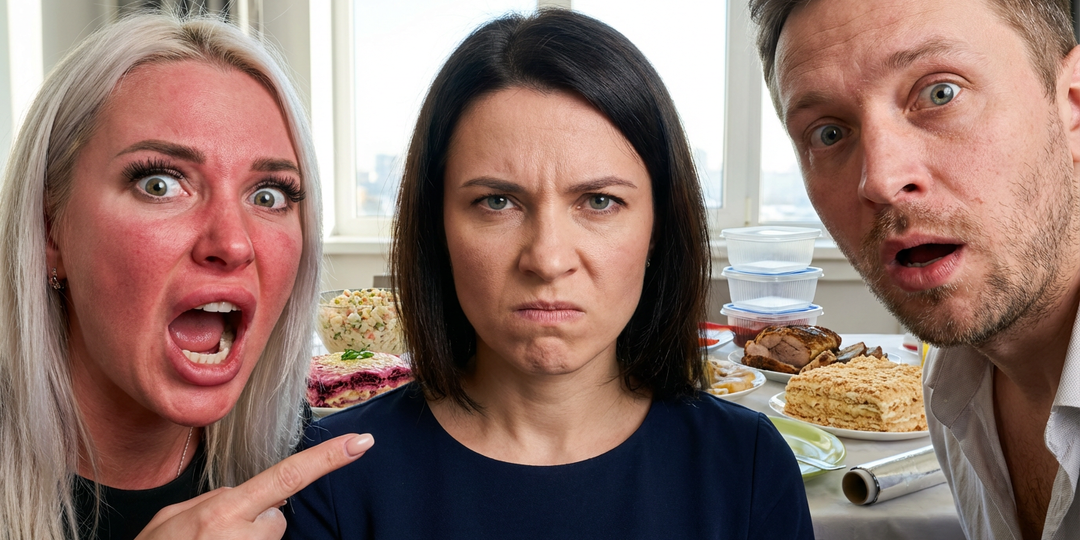 Золовка раскритиковала мой стол и я предложила ей доедать салаты у себя дома