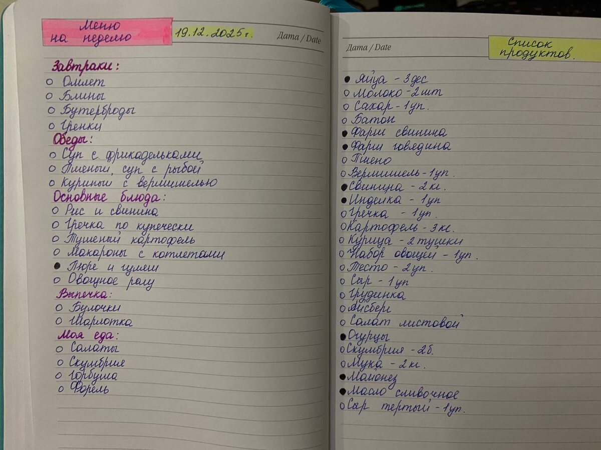 В телефоне был второй список не относящийся именно к приготовлению еды.