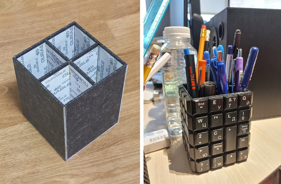 Заготовка второго стаканчика и сам стаканчик.