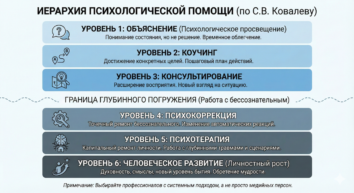 Иерархия психологической помощи (С.В. Ковалев)