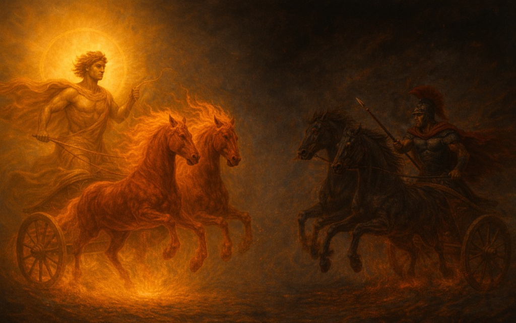  В античных традициях лошадь была проводником между миром людей и миром богов, символом света, войны и судьбы. Фото: ChatGPT