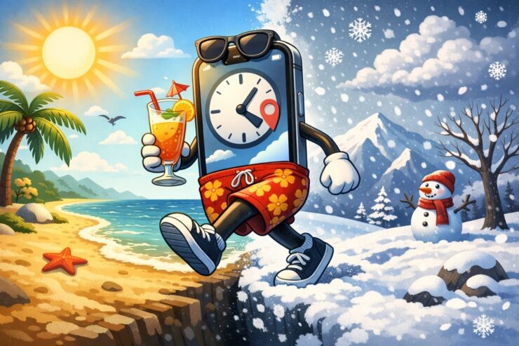    Если айфон путешествует по часовым поясам, проверьте эти настройки