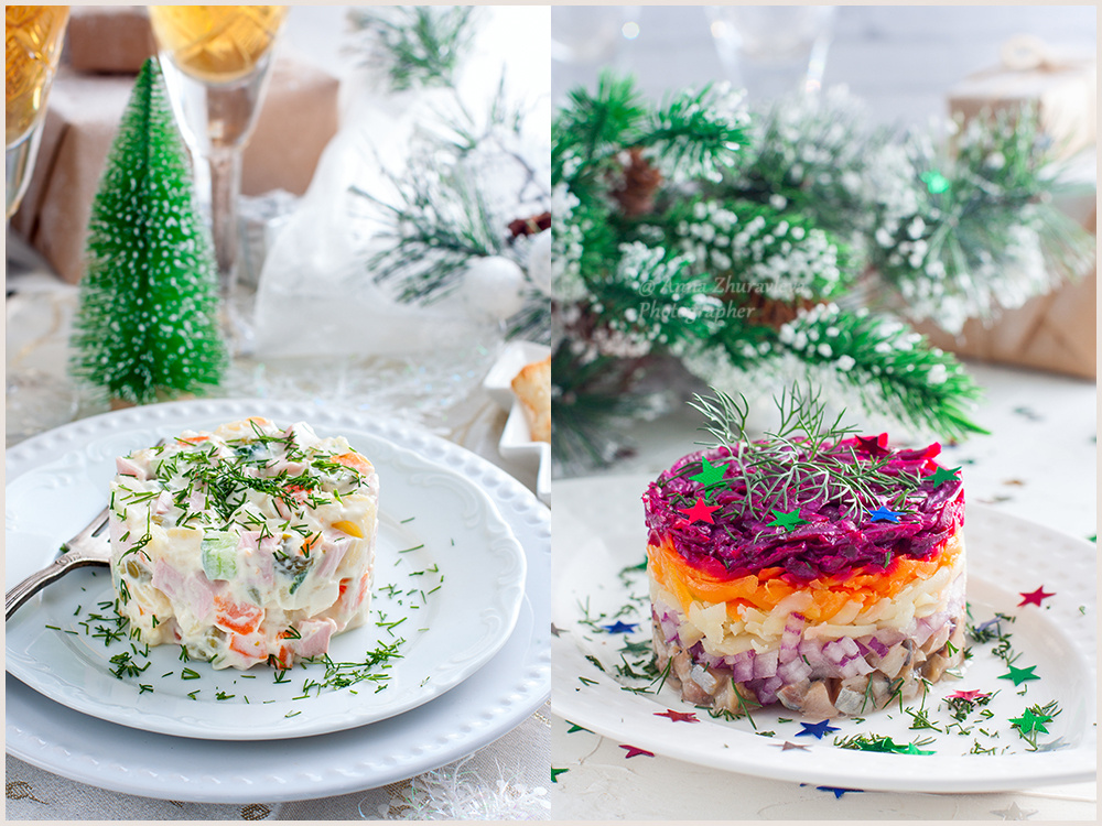 Оливье и сельдь под шубой - два самых популярных новогодних салата.