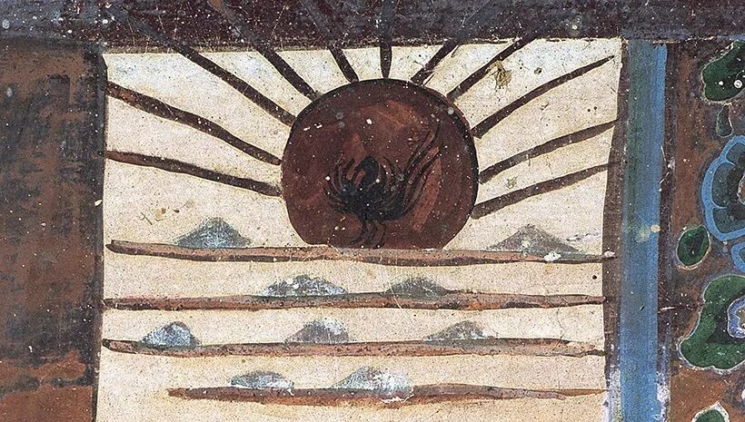 Фреска "Созерцание Солнца", гроты Могао, Дуньхуан, династии Тан (618-907)