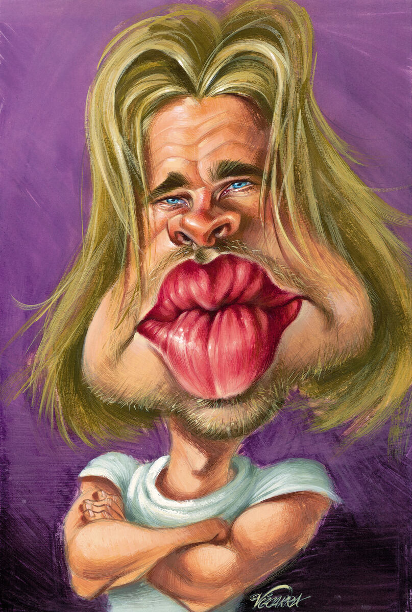 ШАРЖ ОТ ХУДОЖНИКА КАРИКАТУРИСТА ЖОАНА ВИСКАРРА / Joan Vizcarra / Брэд Питт  — американский актёр и кинопродюсер