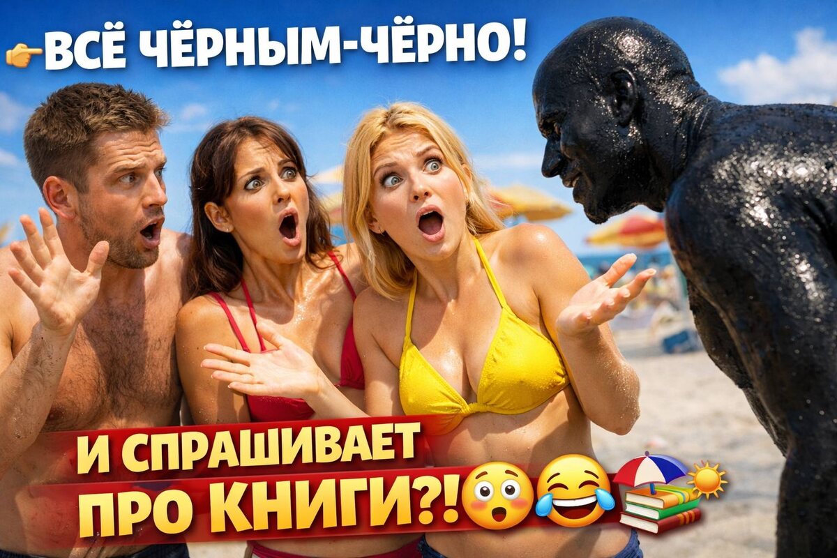 🏖️➡️📚 Обмазался чёрной краской и пошёл на пляж… Спросил ЭТО — все онемели 😆