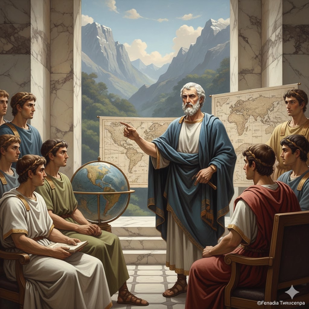 "Урок Аристотеля: Рождение империи", иллюстрация создана сетью Джемини