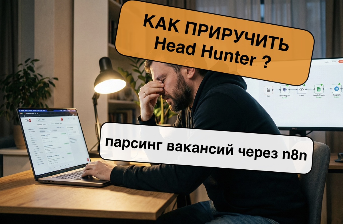 Устал кликать по HH.ru вручную? Ставим n8n, парсим вакансии по Cron каждые 2 часа, с паузами от банов, нормализацией и алертами в Telegram. Полная схема + таблица подходов.