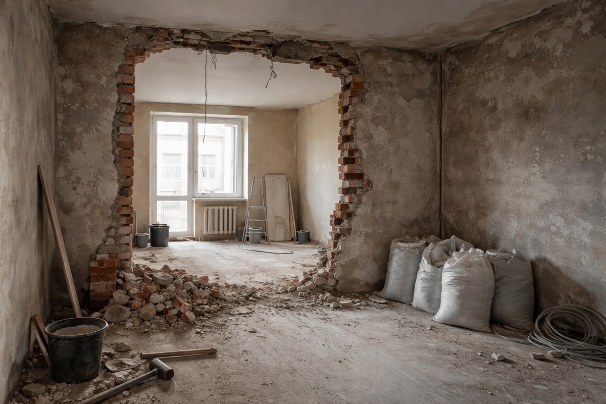 Стена кажется тонкой, перегородка — лёгкой, плитка — компактной