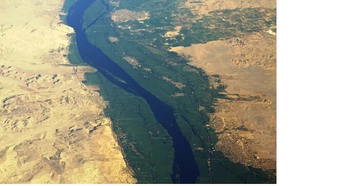 Контраст между долиной Нила и пустыней