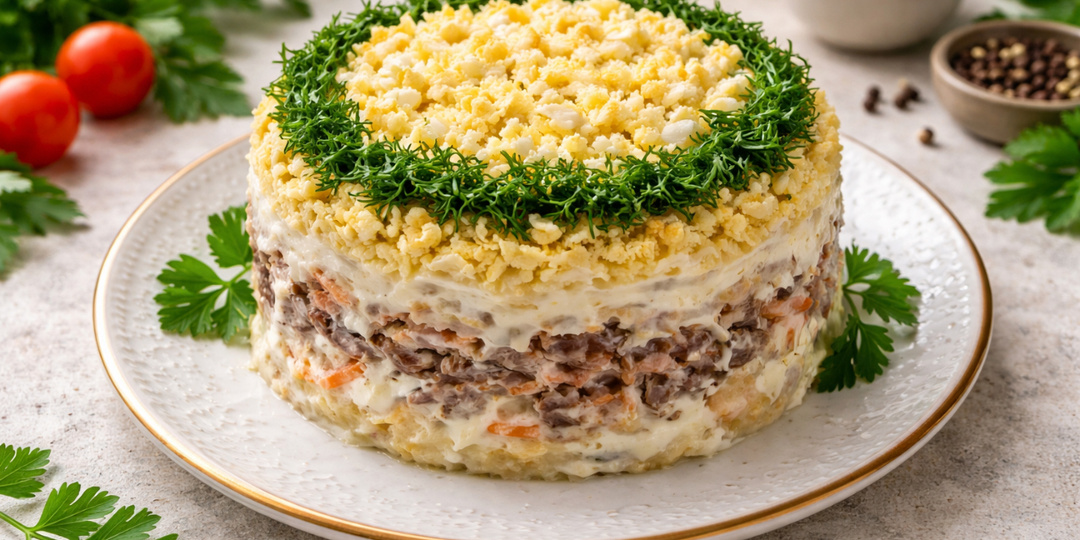 Когда подаю салат "Слоеный" на праздничный стол - гости только его и едят. Очень вкусный, пикантный салат. Его точно стоит попробовать