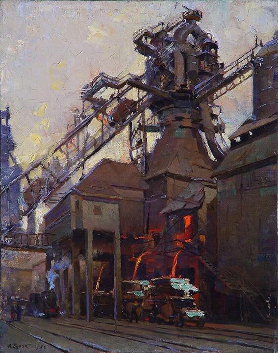 А.Ф.Бурак. Домны Нижнего Тагила. 1949. Нижнетагильский музей изобразительных искусств.