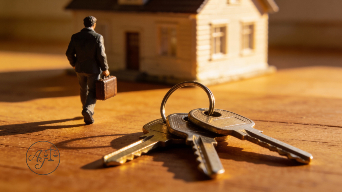 Финал судебного спора: собственник возвращается в свой дом после успешного выселения незаконных жильцов.