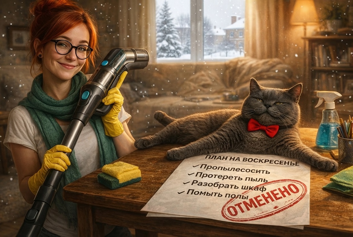 Иллюстрация создана автором с помощью нейросети специально для статьи
"Пушистый коуч по релаксу анализирует планы хозяйки: где продуктивность, а где настоящий отдых"