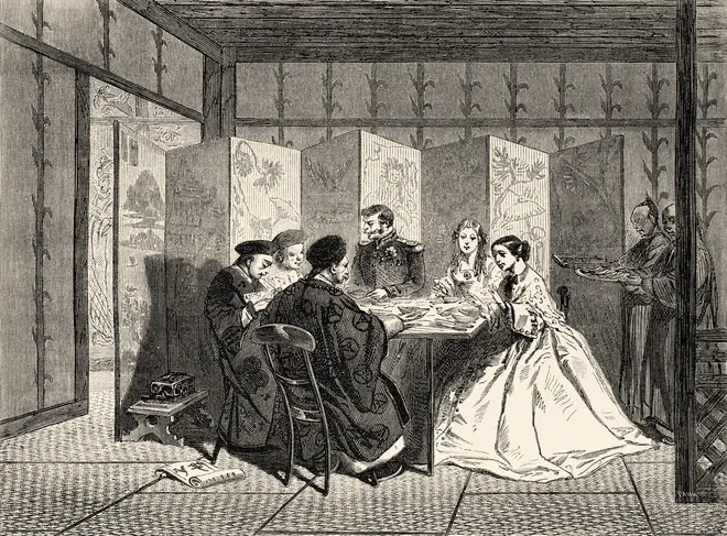 Лизе Кристиани запечатлена на китайском ужине. Фулкье, опубл. на Тур дю Монд, Париж, 1863 год. Фото: Алами