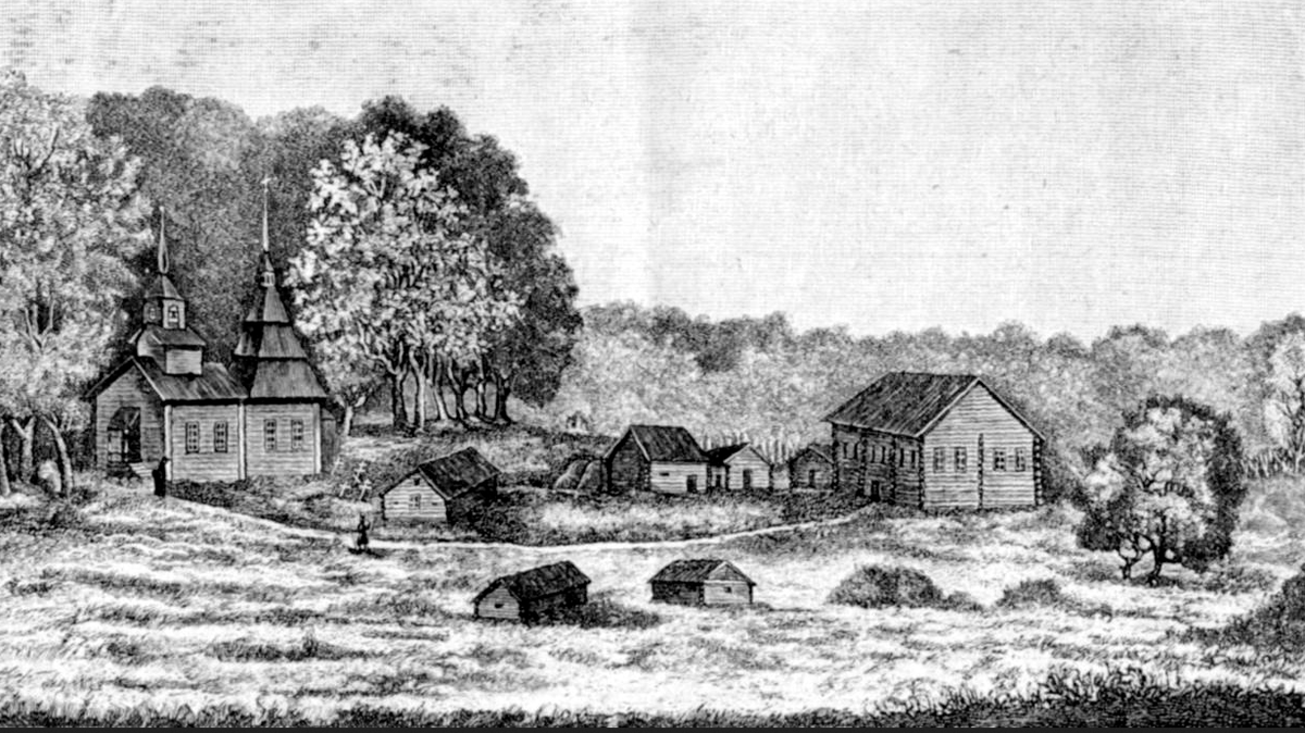 трифоно-Печенгский монастырь на мурмане. Со старинной гравюры.