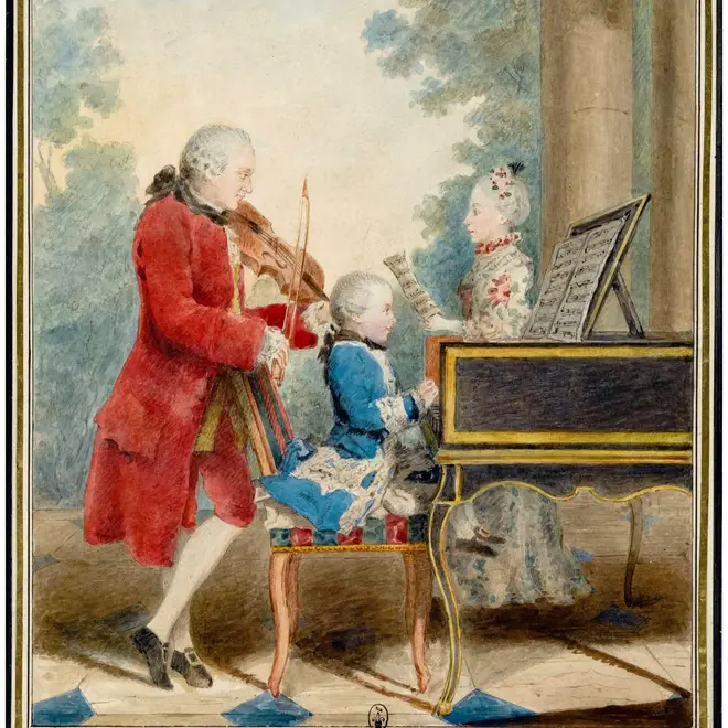 Семейство Моцартов выступает в 1763 году, Наннерль поет. Фото: Alamy