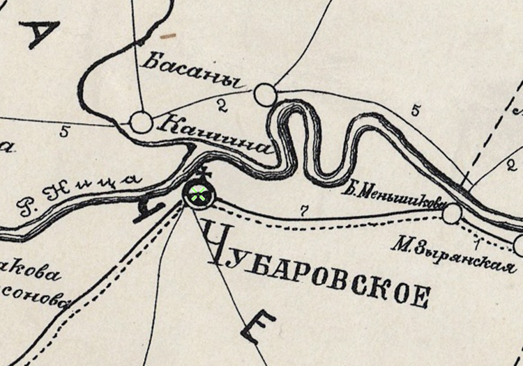 Фрагмент карты Ирбитского уезда 1908 года.