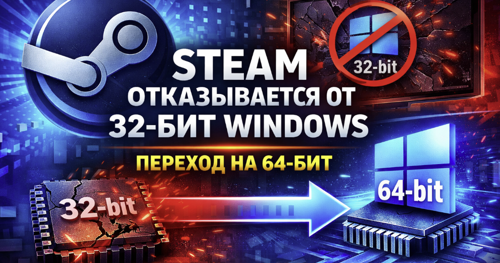 Steam прекращает поддержку 32-бит Windows: клиент становится полностью 64-битным
