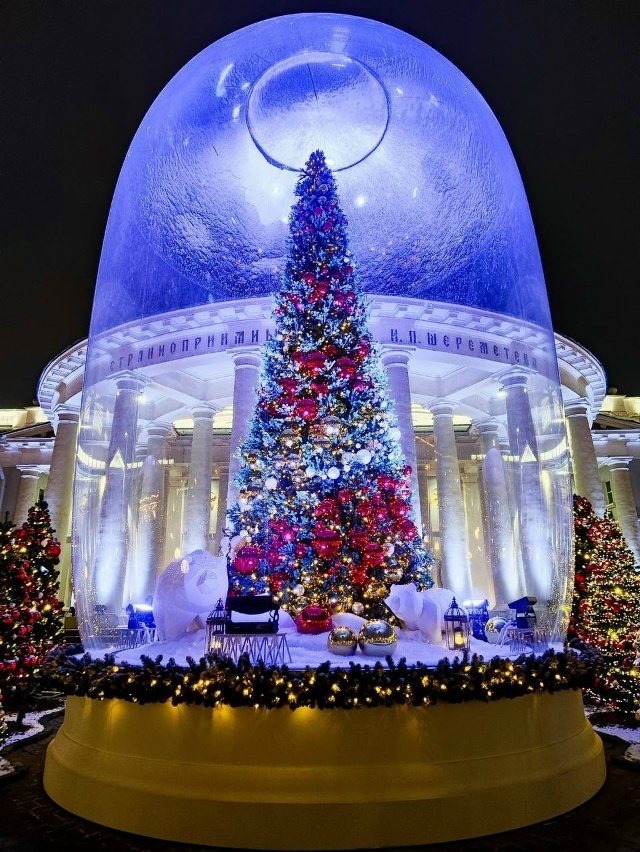 Новогодние композиции у института им. Склифосовского в Москве.