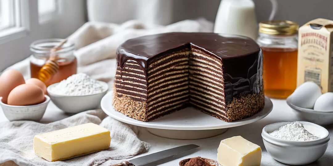 Шоколадный медовик «Спартак»: тонкие коржи за минуты и нежный крем на сливках