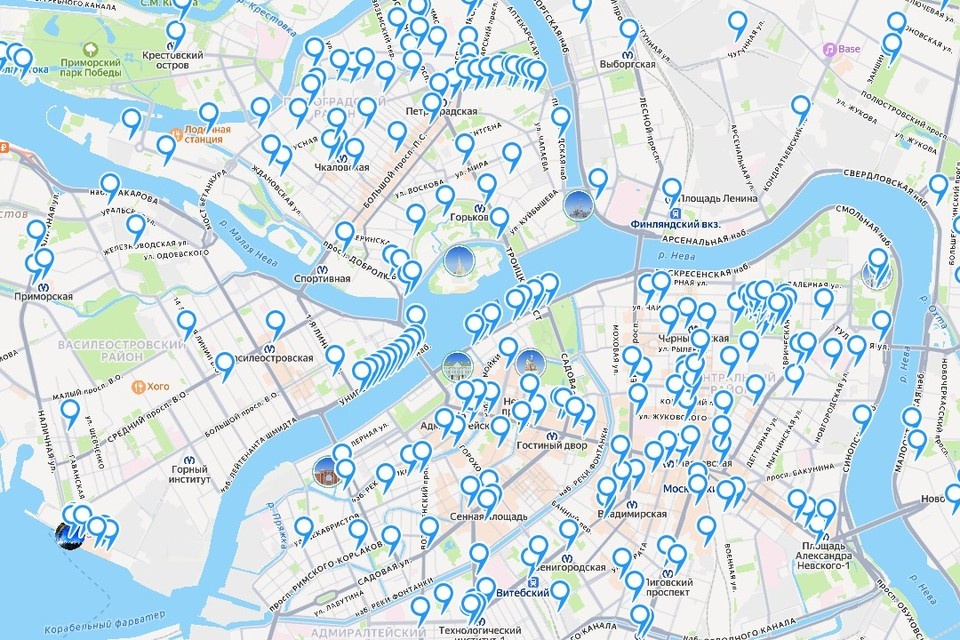   В Петербурге насчитывается несколько сотен точек бесплатного Wi-Fi. Фото: Яндекс.Карты