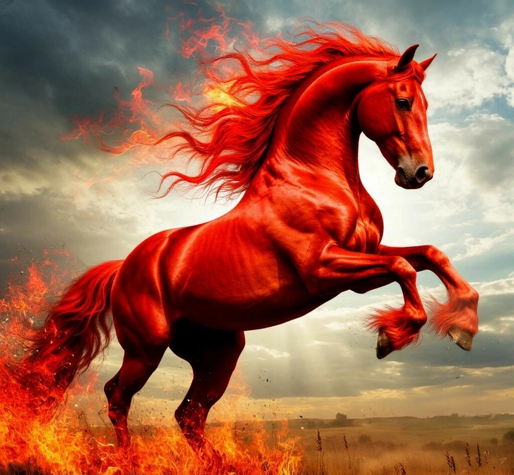 Огненная красная лошадь 2026.
