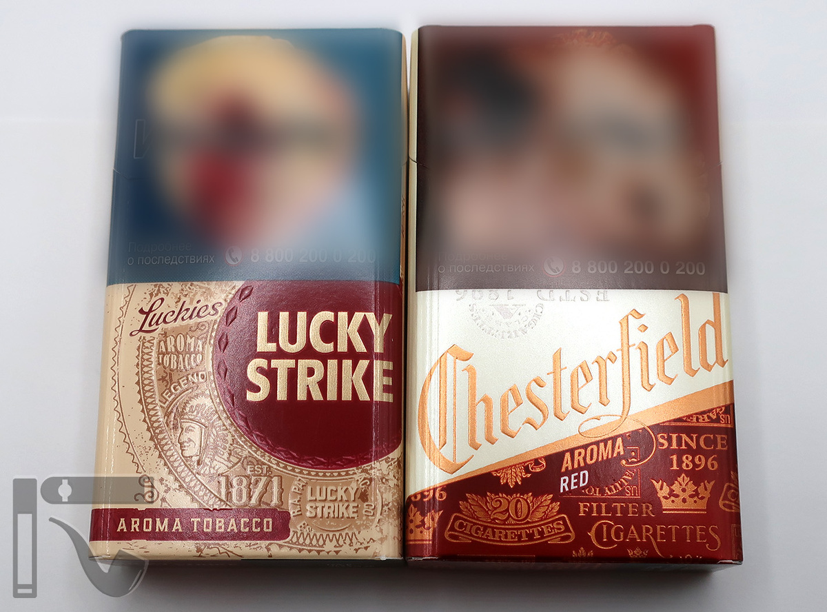 Сигареты Lucky Strike Tobacco Red и Chesterfield Aroma Red. Фото: © канал "Уголок Курильщика"