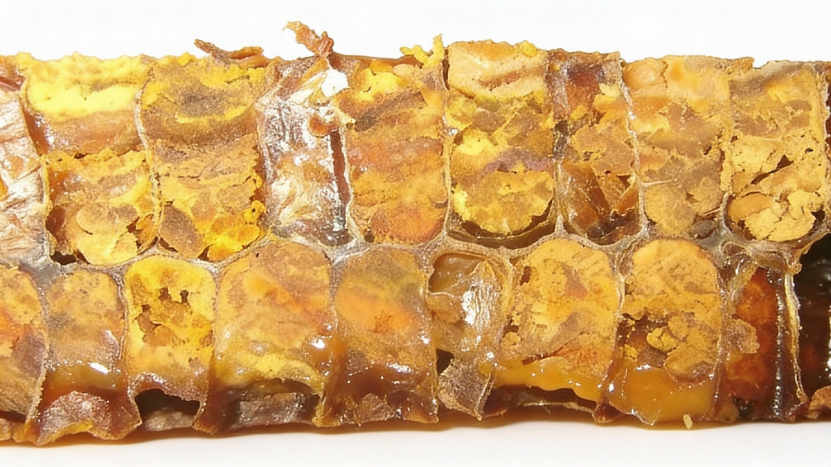 Перга на срезе пчелиных сот