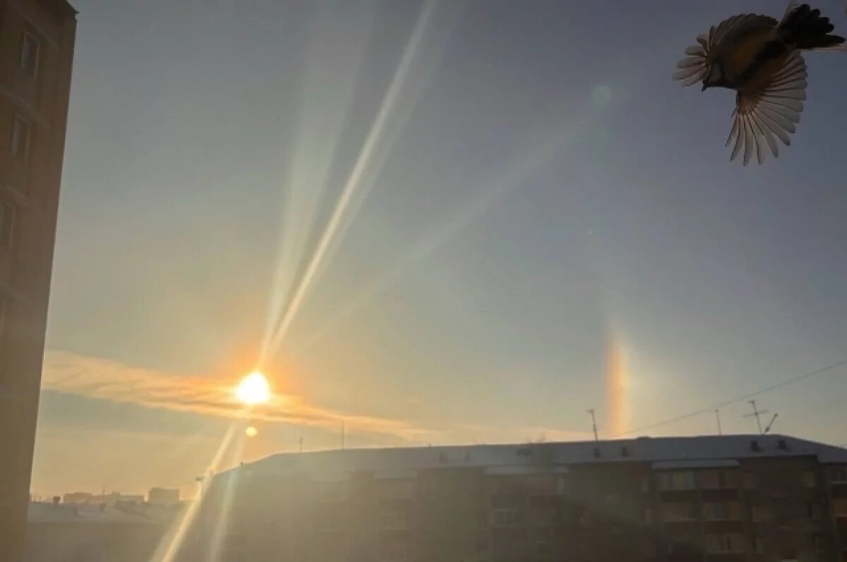    Томичи заметили солнечное гало из-за морозов