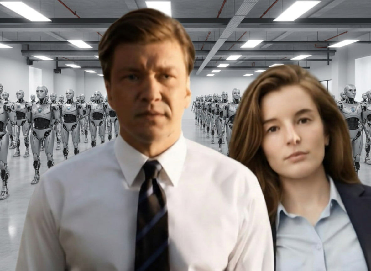 Коллаж для обложки под условным названием "мы и роботы"