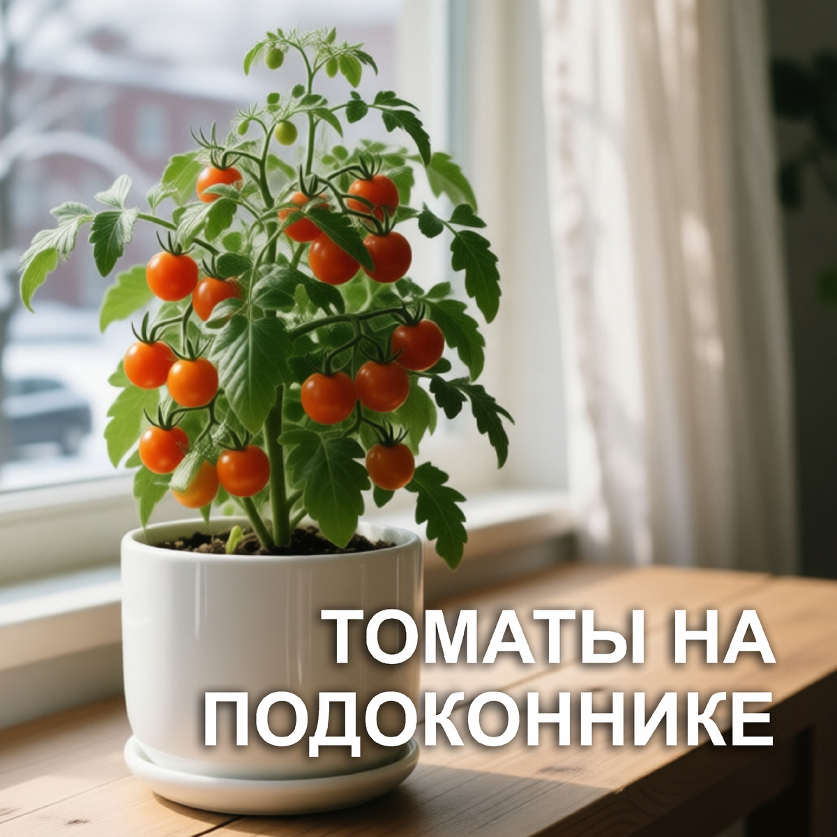 Комнатный томат на подоконнике